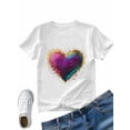 thumbnail image 4 of Women's T-Shirt Splash Love Short Sleeve Casual Tee Classic Crew Neck T Shirt for Women White, S, 4 of 7