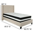 thumbnail image 4 of Flash Furniture Riverdale Twin Size Tufted Upholstered Platform Bed in Beige Fabric with Pocket Spring Mattress, 4 of 5