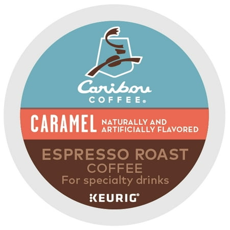 (2 Pack) Caribou Coffee Caramel Espresso Roast, Flavored Keurig K-Cup Coffee Pods, Espresso Roast, 6
