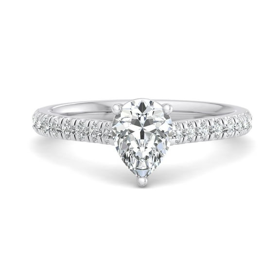 Oryn Jewel 1.8 Ct Pear Cut Lab Created Diamond Engagement Ring - 14K White Gold Over Ring - Solitaire with Accents Bezel Set for Women - Stylish Jewelry Gift for Her - Everyday Diamond Ring