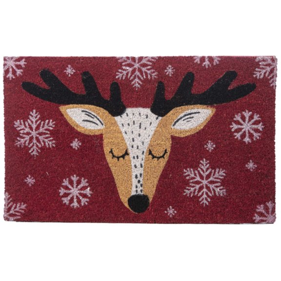 Home & Garden Reindeer Burgundy Doormat Indoor Outdoor Entry Greeting Cx177149