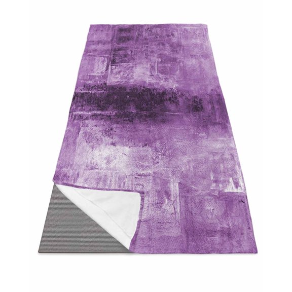 Purple Yoga Towel for Hot Yoga Non Slip, Retro Oil Painting Modern Abstract Art Aesthetics Yoga Mat Towel Absorbent Yoga Sweat Towels Microfiber Hot Yoga Blanket for Bikram Pilates 26"x74"