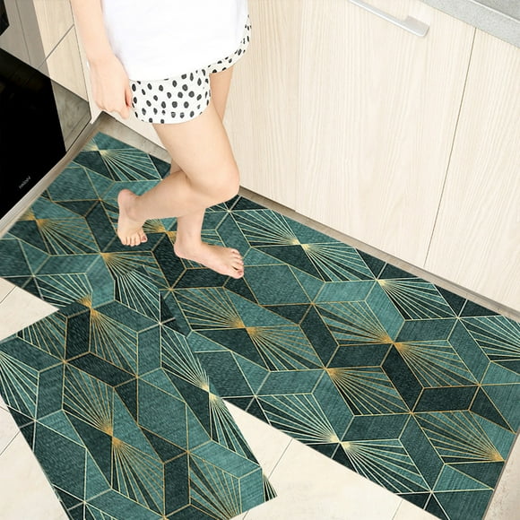 Sentmoon Savings Modern Design Floor Rug Non Slip Kitchen Rug Set 2pcs Cushioned Anti Fatigue Floor Mats for Cooking, Laundry, or Office Use Christmas Gift