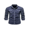 thumbnail image 1 of EIMELI Men Button Down Shirts Cual Long Sleeve Lapel Collar Solid Color Slim Fit Corduroy Tops for Autumn, 1 of 7