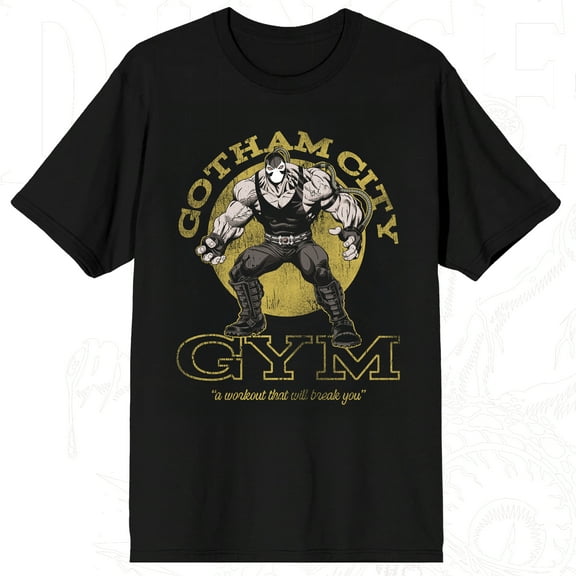 Batman Gotham City Gym Adult Black Crew Neck Short Sleeve T-shirt-XS