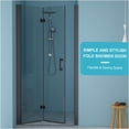 thumbnail image 2 of JERFIT 34 inch Frameless Bi-Fold Shower Door, 72H Tempered Glass, Matte Black, Space Saving Design for Small Bathrooms, Adjustable, 2 of 9