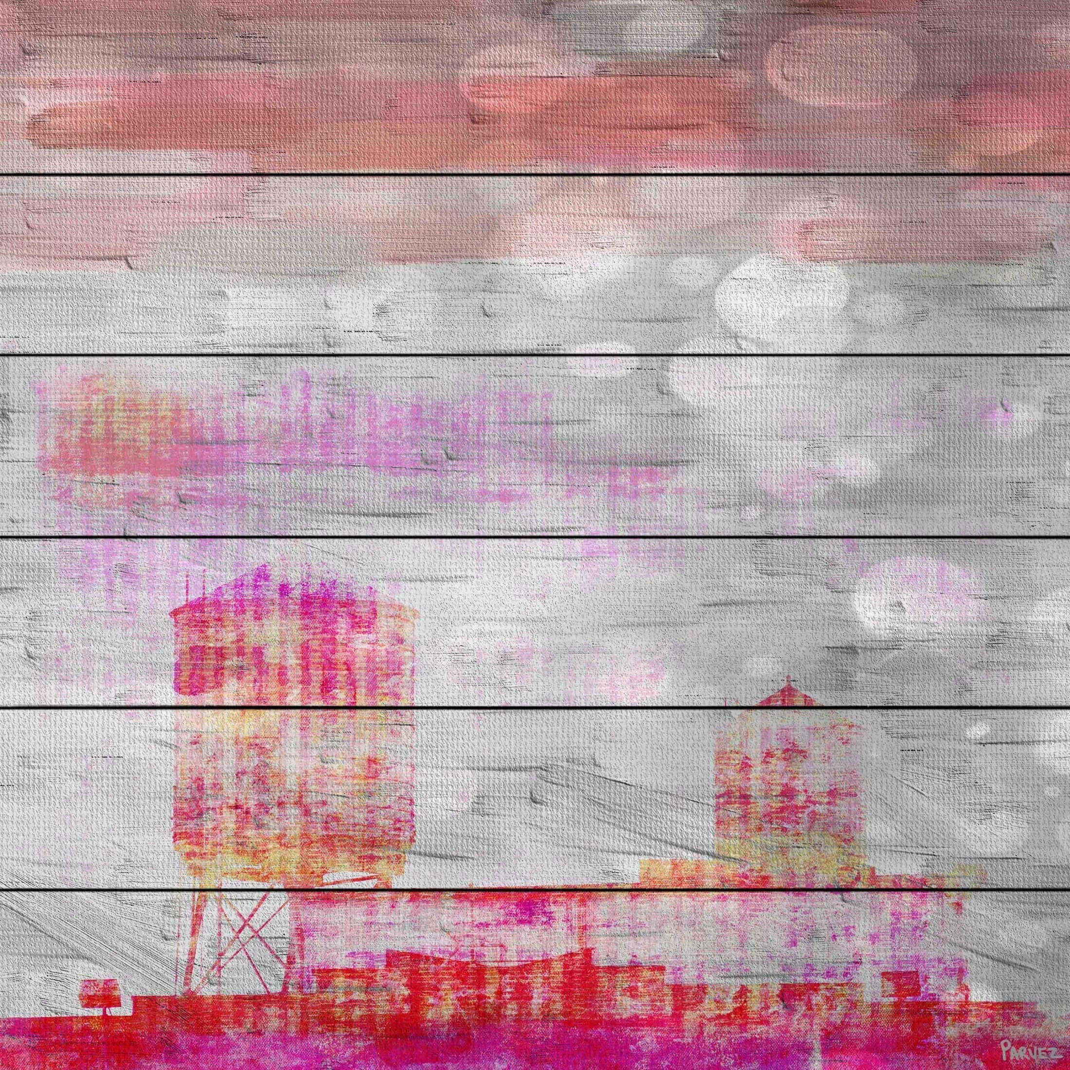 Parvez Taj "Silos in Color" Print on White Wood