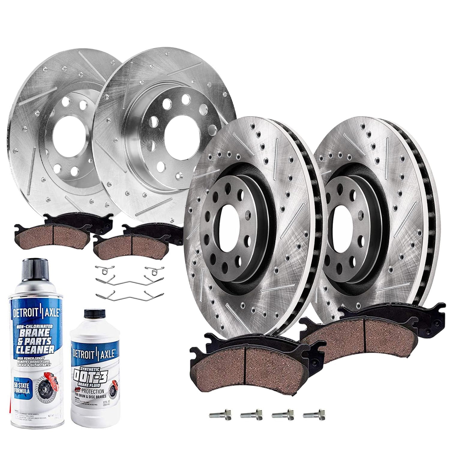Detroit Axle 10pc Brake Kit: Front & Rear Ceramic Pads + Rotors For 2018-2024 Toyota Camry