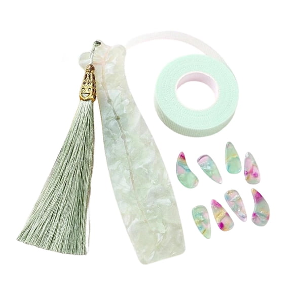 Juego de púas de dedo para guzheng para niños, accesorios para instrumentos musicales con cinta adhesiva. Verde