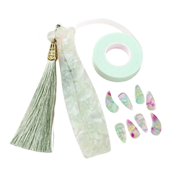 Juego de púas de dedo para guzheng para niños, accesorios para instrumentos musicales con cinta adhesiva. Verde
