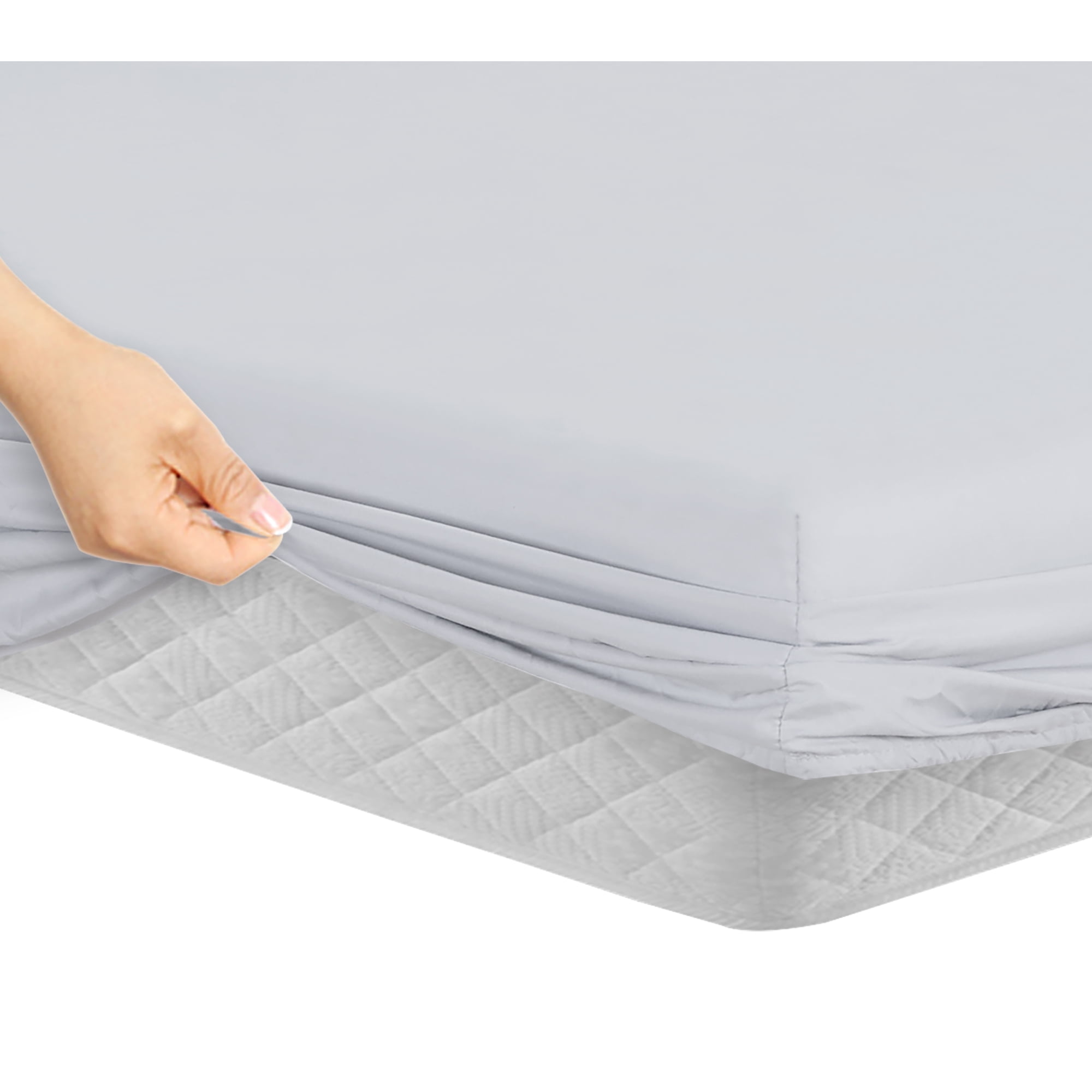 Twin XL Manor Ridge Luxury 100GSM Brushed Microfiber Hypoallergenic Fitted Sheet Silver