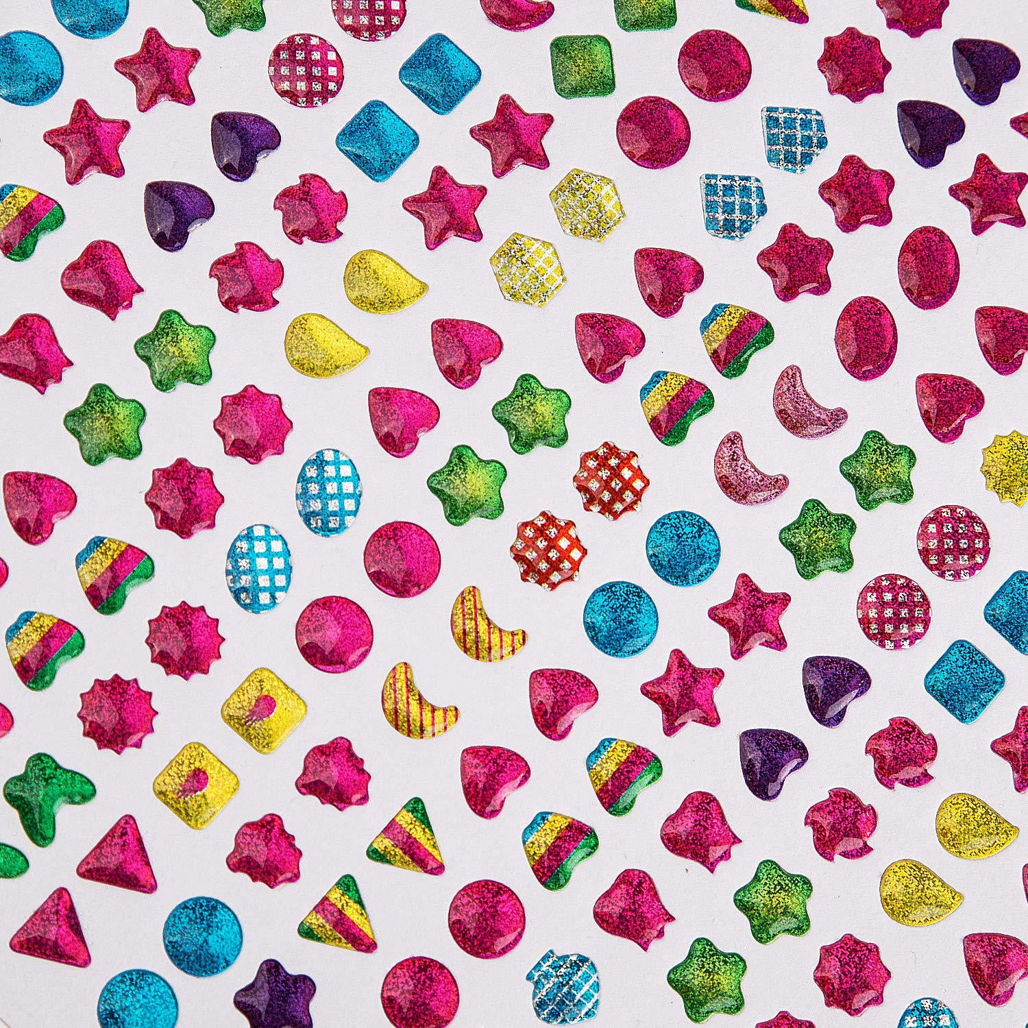 4 Sheet SAVITA 240 Pcs Stick on Earrings 3D Gem Stickers Glitter Sparkle Crystal Stickers Sticker Earrings for Girls Kids Children Multiple Colors /& Shapes