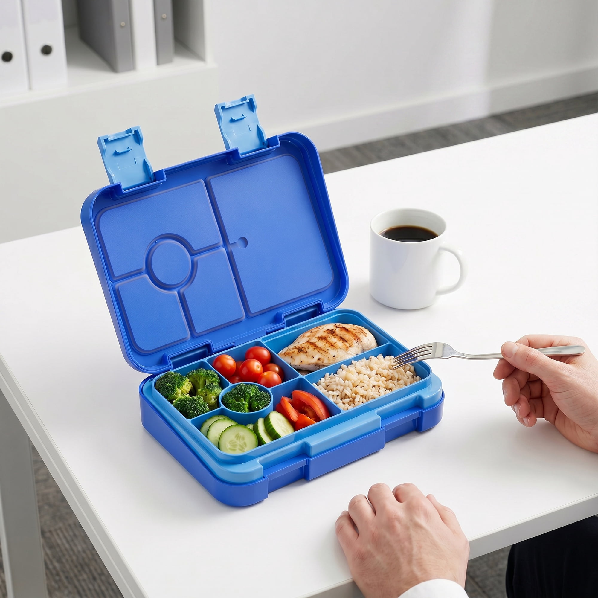 Unique Bargains PP Material Heat Resistant Meal Lunch Bento Box Blue