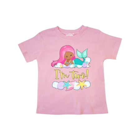 

Inktastic I m 2 Mermaid with Pink Hair and Shells Gift Toddler Boy or Toddler Girl T-Shirt