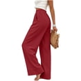 thumbnail image 4 of Womens Pants summer Wide Leg Cotton Linen pants Casual Loose Lightweight palazzo Pant vacation Travel Outfits, 4 of 5