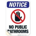 thumbnail image 1 of No Public Restroom With Hand and No Symbol Sign, OSHA Notice Sign, 10x7 Vinyl Sticker, 1 of 1