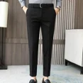 thumbnail image 3 of 9 pantalones de verano recortados para hombre, pantalones de traje rectos de talla grande para hombre, ropa clásica barata, tela de estilo coreano de lujo 2024, 3 of 5