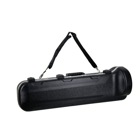 Crossrock Woodwind Hardshell Case-Fits Tenor Trombone-Removable Shoulder Strap, Storage Compartment, TSA Lock-Black