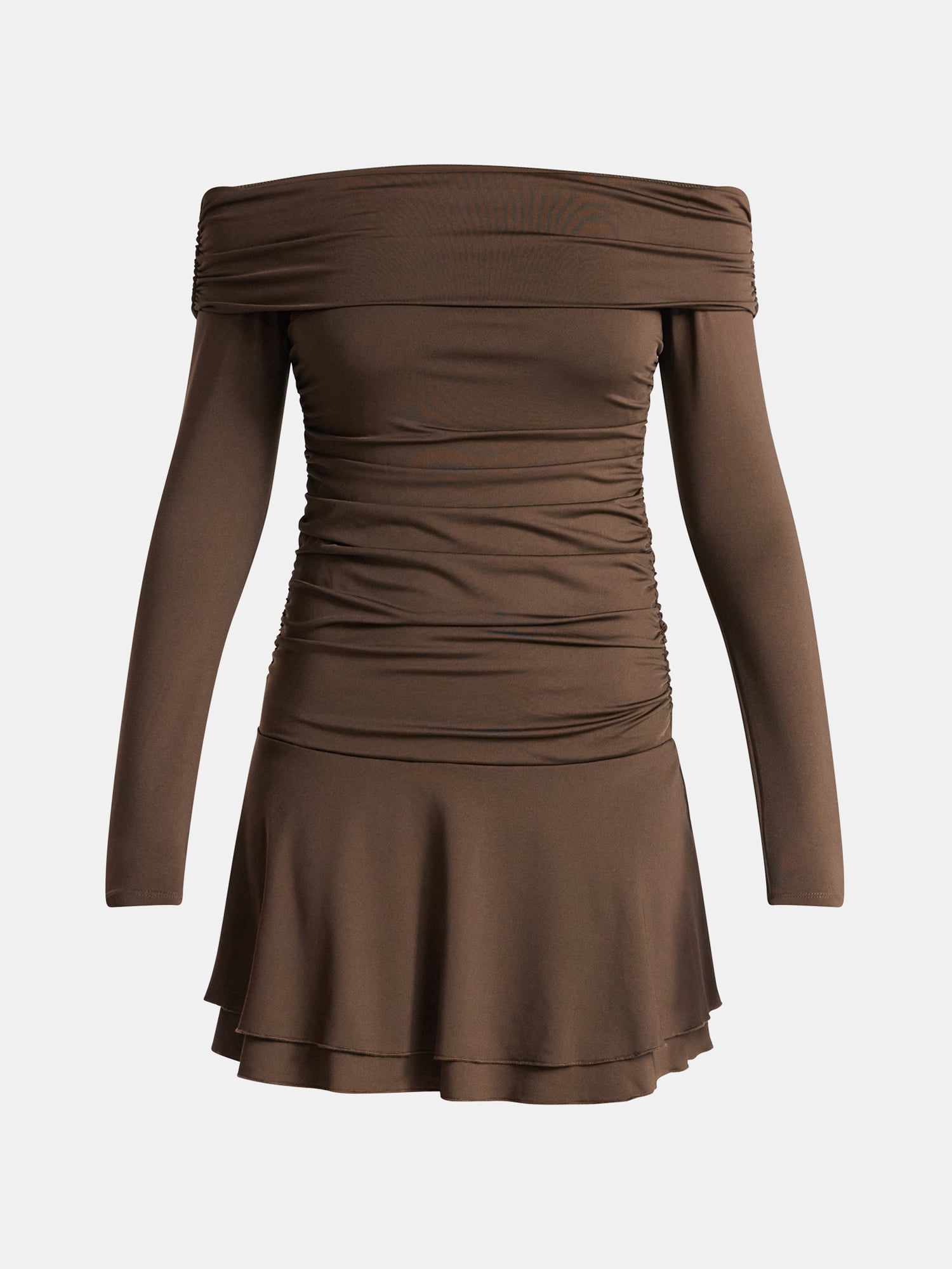 No Boundaries Off-The-Shoulder Long Sleeve Mini Dress, Women's