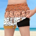thumbnail image 2 of Crunowin Boys Summer Shorts Ice Cream Print Elastic Waist Lightweight Beach Shorts Orange Size 14, 2 of 6