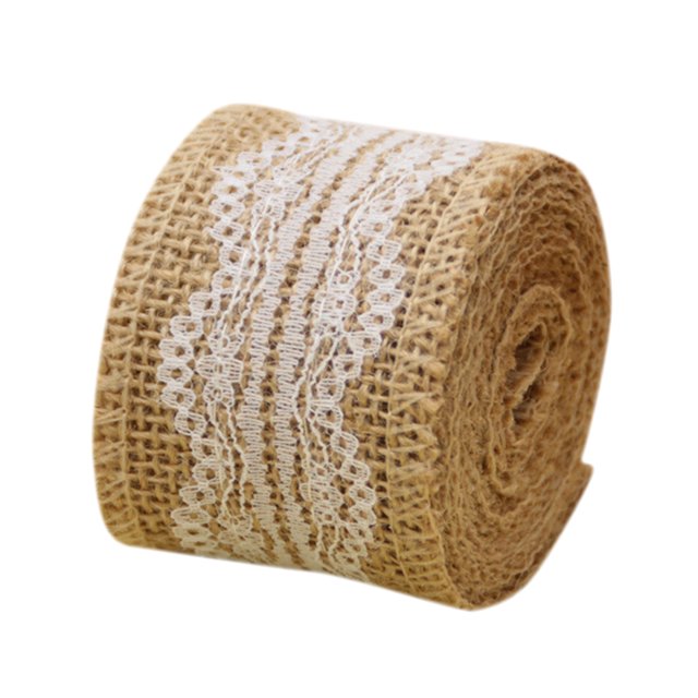 CAROOTU Rustic Burlap Lace Ribbon Roll for Burlap Decoration Wedding Party Decor Home Embellishment DIY
