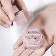 thumbnail image 5 of Velvet Double Slot Ring Holder Jewelry Box Antique Hexagon Geometric Ring Bearer Box for Premium Wedding Ceremony Proposal Engagement Ring boxes Photos Vintage Heirlooms Display (Pink), 5 of 7
