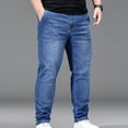 thumbnail image 6 of USNSM (XXL-5XL) Men's Plus Size Stretch Jeans Mid Rise Button Zipper Jeans Big and Tall Straight Loose Pocket Denim Pants Blue XXXXXL, 6 of 9