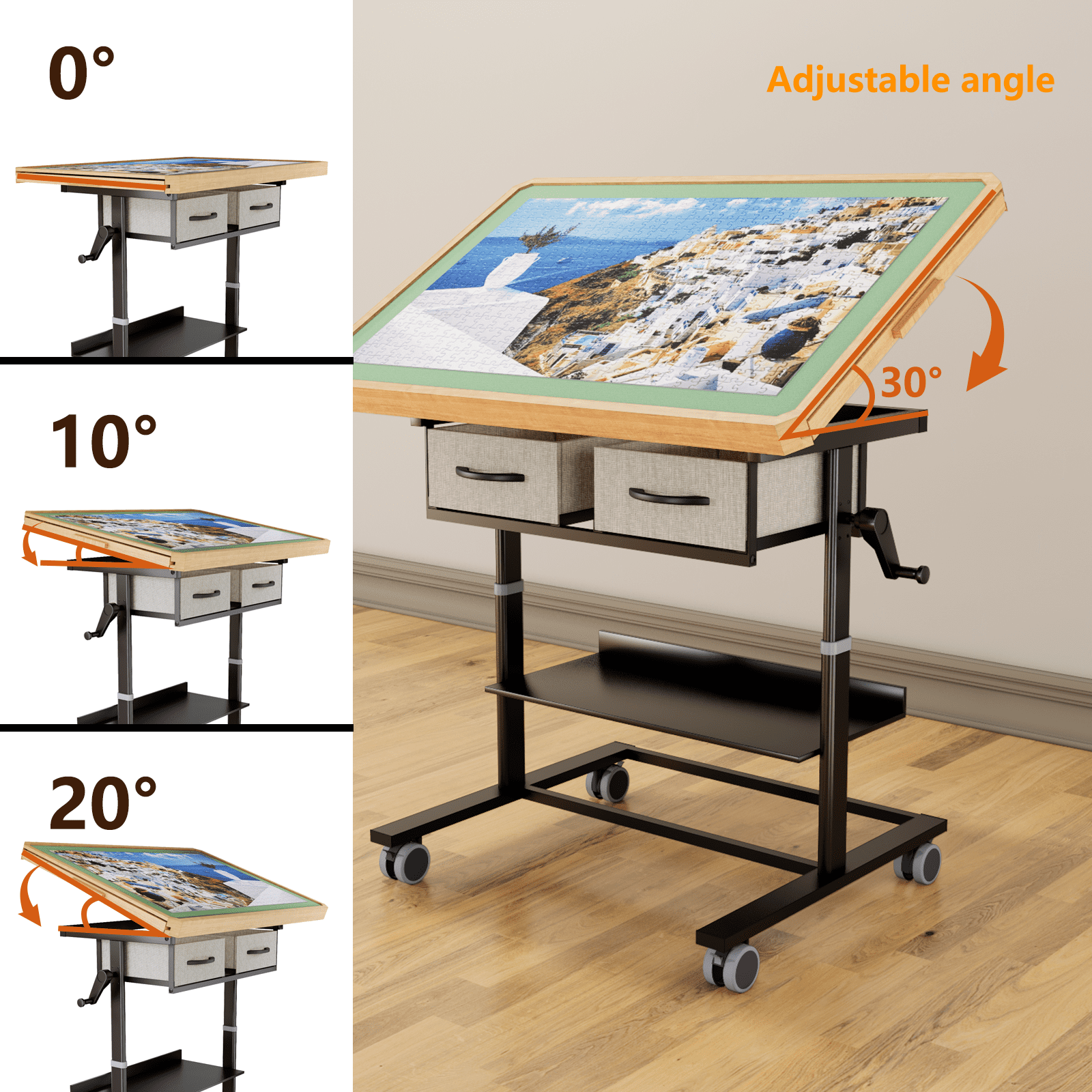 1500 Piece Jigsaw Puzzle Table with Legs,Jigsaw Puzzle Board Portable with 4 Drawers and Cover,35"x26"Adjustable Puzzle Tables for Adults,Gift for Mom