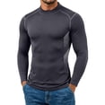 thumbnail image 2 of Plus Size Big & Tall Men's Stand Collar Long Sleeve Base Top, Men's Compression Athletic Shirt, Sun Protection Quick Dry Fitness T-Shirt, Workout Training Running Stretch Tee,, 2 of 8