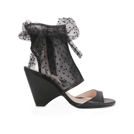 

Cecelia New York AMELIA Black Sheer Mesh Peep Toe Cone Heel Bootie Shootie (7 Black)