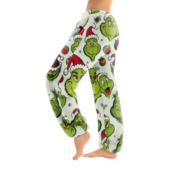 Women's Trousers With Cuffs Christmas Print Casual Pants And Pajamas