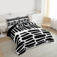 thumbnail image 3 of Manfei Abstract Geometric Lines Bedding Comforter Set,Vintage Striped Twin Comforter Sets,White Black Bedding Set For Teens,Breathable Home Decor Reversible,2 Pieces, 3 of 8