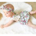 thumbnail image 4 of Douhoow Baby Girls Romper with Headband Floral Print Ruffles Sleeveless Jumpsuit, 4 of 9