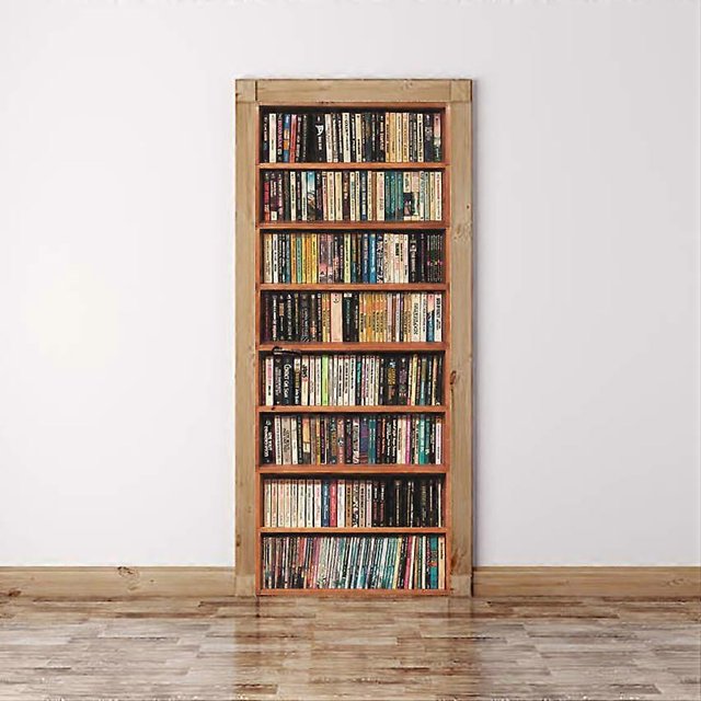 Adhesivo para puerta, vinilo autoadhesivo para puerta, mural para decoración del hogar, 77 cm de ancho x 198 cm de largo, estantería