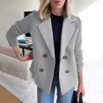 thumbnail image 2 of Ploknplq Blazer Dress for Women,Suit Jackets for Women,Office Jackets for Women,Button Knitted Patchwork Sleeve Breasted Suit Sweater,Womens Tweed Blazer,Long Blazers for Women Trendy Gray 4XL, 2 of 6