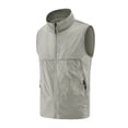 thumbnail image 4 of Mifsaly Men's Lightweight Windbreaker Vest Stand Collar Zip Up Sleeveless Jacket Casual Sportswear Running Outerwear Waistcoat with Zip Pockets for Golf Hiking Travel Gray,XXL, 4 of 5