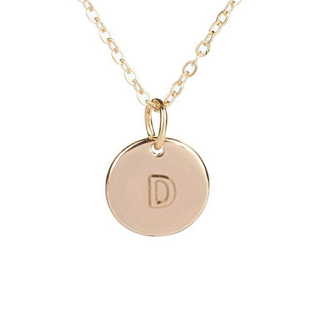 Forme de Pièce de Monnaie Ronde Pendentif Collier Alphabet Femmes Pull Disc Cou Chaîne Fille Femmes Cadeau Bijoux Féminins