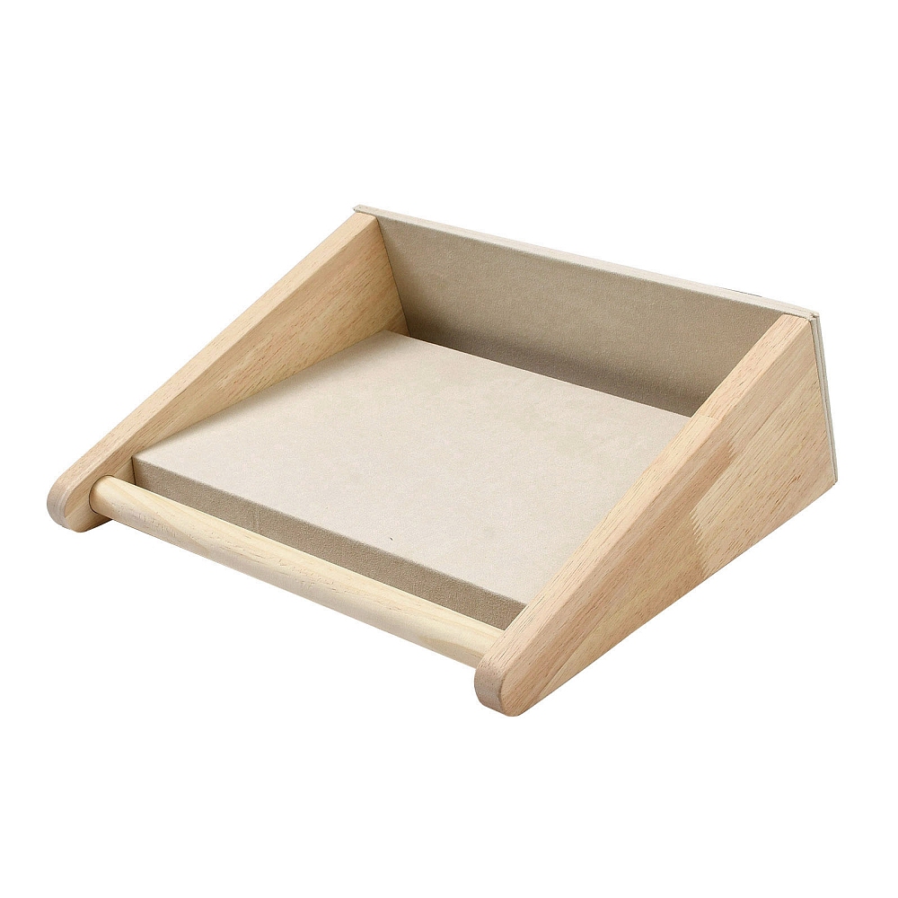 Velvet with Wood Jewelry Display Stands Multi Layer Jewelry Organizer Holder for Necklaces Bracelets Earrings Rings Storage Ladder Shape White 29.6x10.9x26.5~26.8cm