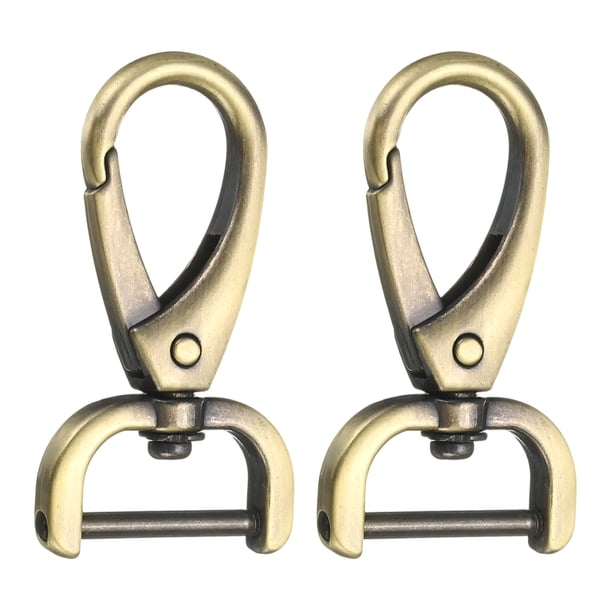Uxcell 2Pcs Gancho giratorio desmontable 3/4" D Ring con ganchos de langosta giratorios para bolso de latón