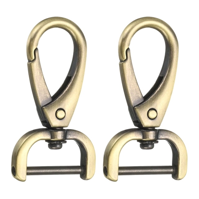 Uxcell 2Pcs Gancho giratorio desmontable 3/4" D Ring con ganchos de langosta giratorios para bolso de latón