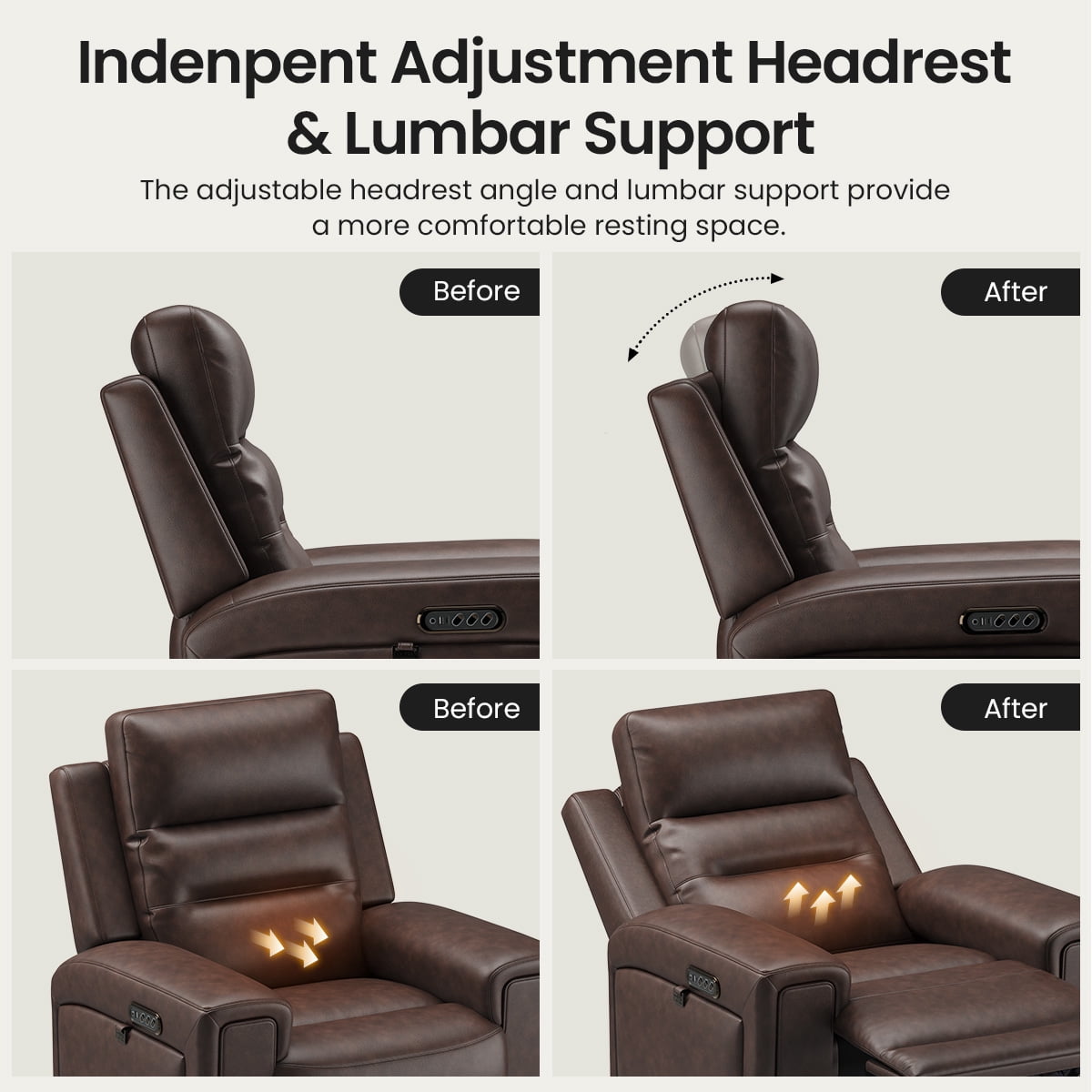 COLAMY Electric Power Recliner Chair with Triple Motor, Adjustable Power Headrest and Lumbar Support, Heavy Duty Home Theater Seating with LED, USB Type-C Ports, Storage, Dark Brown