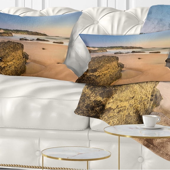 Designart 12" x 20" Blue Polyester Throw Pillow