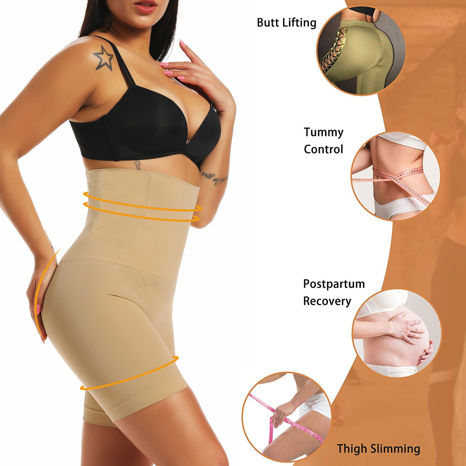 VENDAU Women Waist Trainer Shapewear Shorts High Waisted Strapless Body Shaper Thigh Slimmer Panties Tummy Control Underwear