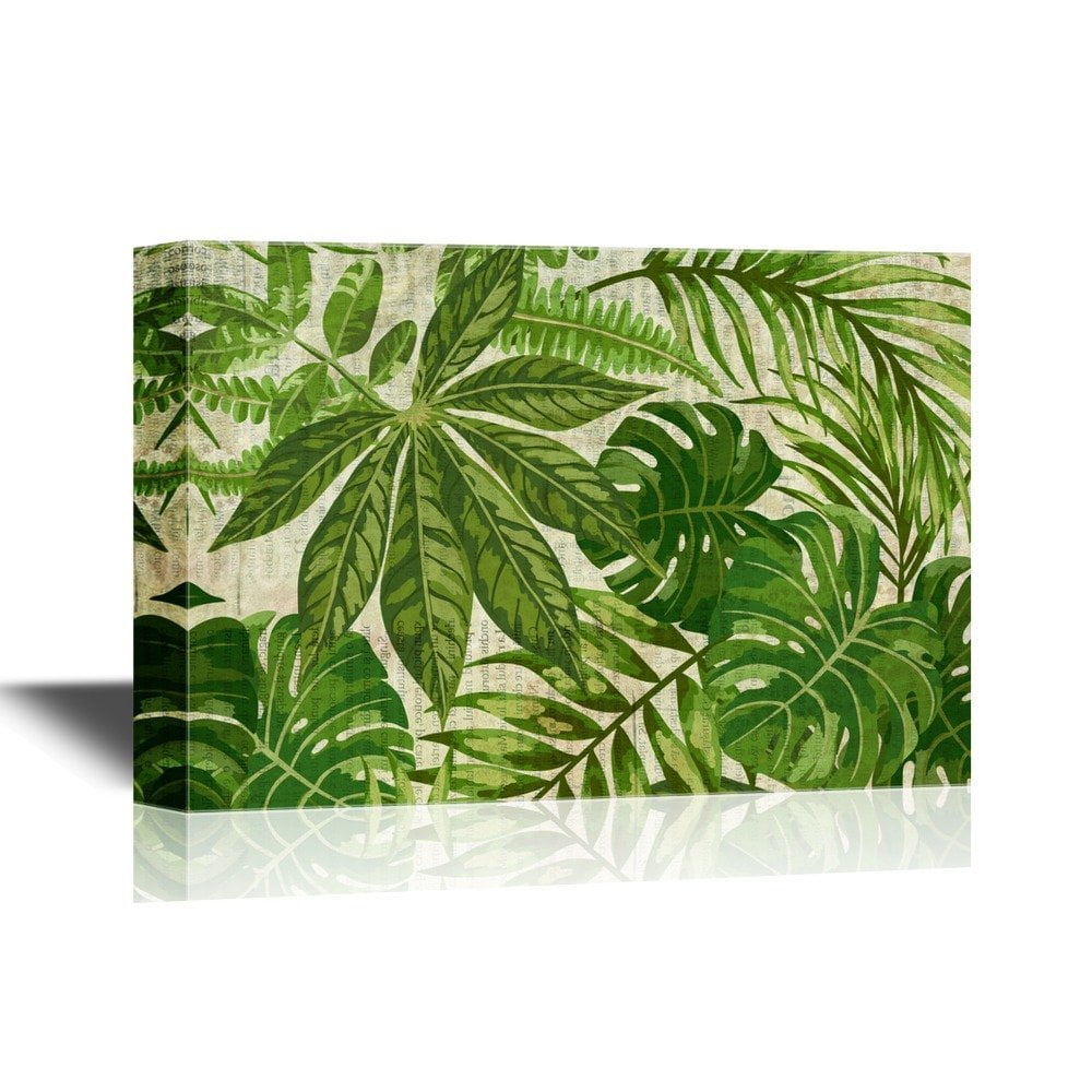 wall26 Canvas Wall Art Green Leaves of Tropical Plants Giclee Print