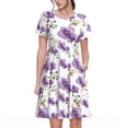 thumbnail image 1 of Fotbe Orchids Flowers Vestido Largo de Moda para Mujer, Vestido Tipo Camiseta con Manga Corta y Estilo Casual a Rayas y Bloques de Color, 1 of 6
