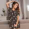 thumbnail image 3 of Fotbe Skulls And Red Eyeballs Pattern Women's Cotton Nightgown Sleepwear Short Sleeves Shirt Casual Print Sleepdress, 3 of 6