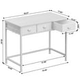 thumbnail image 2 of Satifur White Writing Desk with Drawers & Hooks, 40" Computer Desk with 3 Fabric Drawers for Bedroom, Home Office, 2 of 8