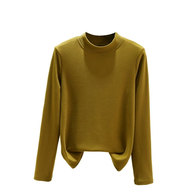 HAiming Womens Base Layer Tops Long Sleeve Crew Neck Warm Fall Winter Trendy Clothes Solid Solor Thick Blouse