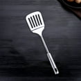 thumbnail image 4 of Steak Spatula 304 Stainless Steel | Long Handle Metal Meat Frying Spatula for High Temperature Fryer & BBQ | Ergonomic Grip | Polished Heavy Duty Turner | 12.6 x 3.1 in | 1 Piece, 4 of 7