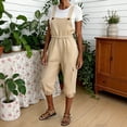 thumbnail image 2 of Feancey Cargo Overalls for Women Cropped Casual Bib Jumpsuits Summer Sleeveless Hiking Capri Pants Romper with Pockets Khaki XXL, 2 of 8